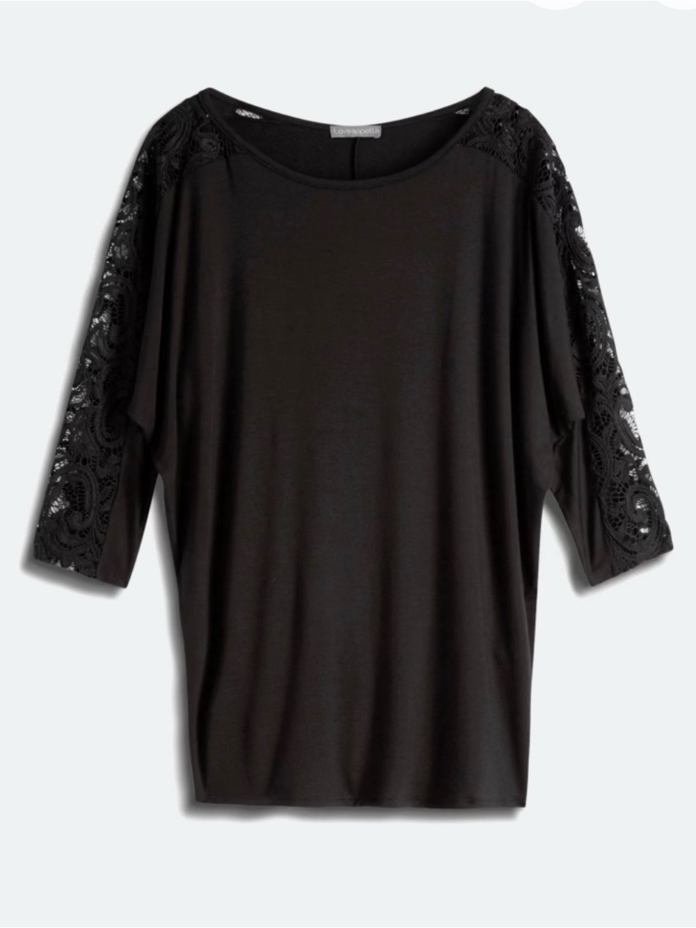 Loveappella Black Lace-Sleeve Tunic Top